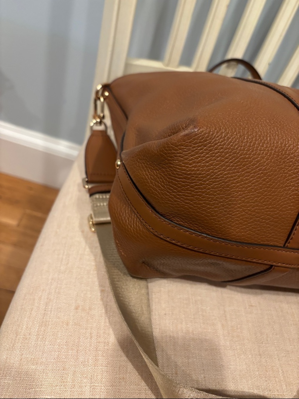 Michael Kors Beck Cognac Pebbled Leather Laptop convertible Tote - Picture 5 of 10